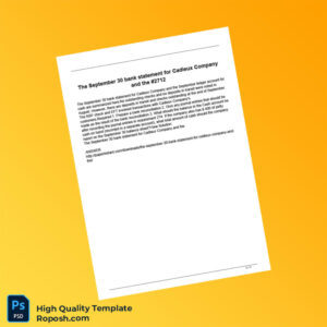 USA Cadieux Company Bank Statement Template in Word and PDF formats