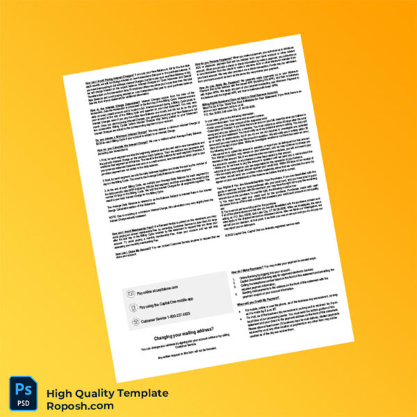 USA Capital One Billing Bank Statement Template in Word and PDF formats 6 page