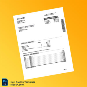 USA Chase Bank Account Statement Template in Word and PDF formats 4 page
