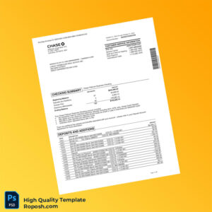 USA Chase Business Bank Statement Template in Word and PDF formats 6 page