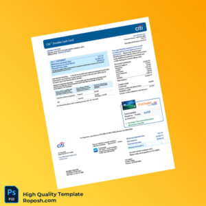 USA Citi Bank Statement Template in Word and PDF formats 3 page