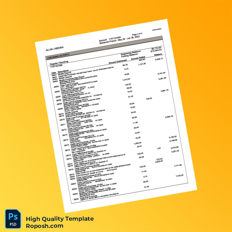 USA Citibank Bank Statement Template in Word and PDF formats 4 page USA Citibank Bank Statement Template in Word and PDF formats 4 page