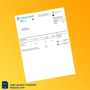 USA Citizens Bank Statement Template in Word and PDF formats 2 page