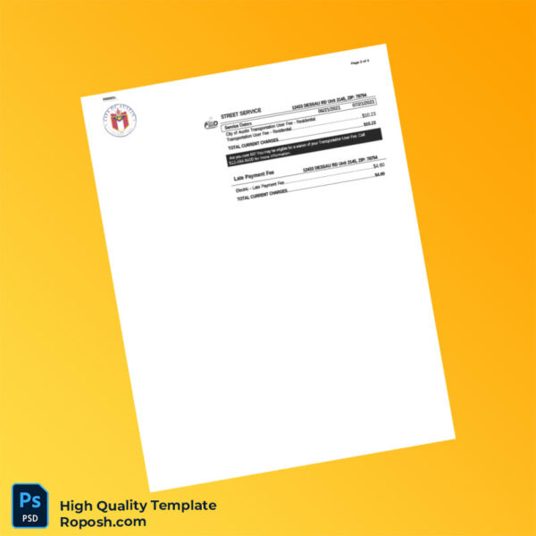 USA City of Austin Editable Electric Bill Template in Word and PDF formats 4 page