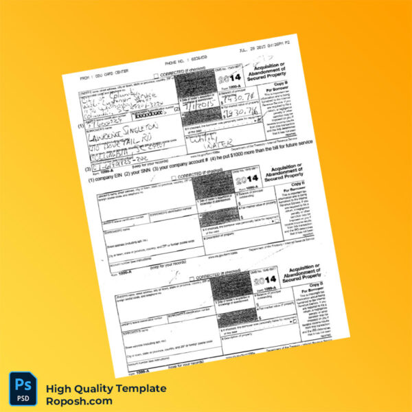 USA City of Columbia Editable Utility Bill Template in Word and PDF formats 2 page