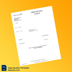 USA City of Savannah Editable Utility Bill Template in Word and PDF formats