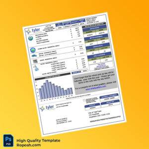 USA City of Tylertown Editable Utility Bill Template in Word and PDF formats