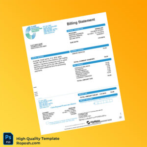 USA Clark Regional Wastewater District Editable Billing Statement Template in Word and PDF formats 2 page