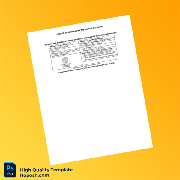 USA Colorado Department of Public Health and Environment Editable Change of Address Template in Word and PDF formats