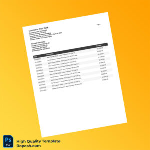 USA Commerce Trust Bank Bank Statement Template in Word and PDF formats 2 page