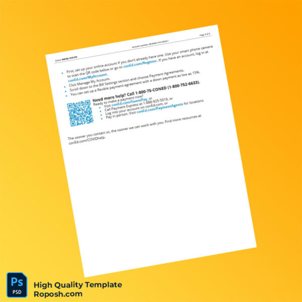 USA ConEdison Editable Energy Bill Template in Word and PDF formats 3 page