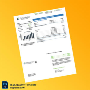 USA Conservice Editable Utility Bill Template in Word and PDF formats 2 page