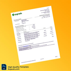 USA Cross River Bank Rewards Checking Plus Statement Template in Word and PDF formats