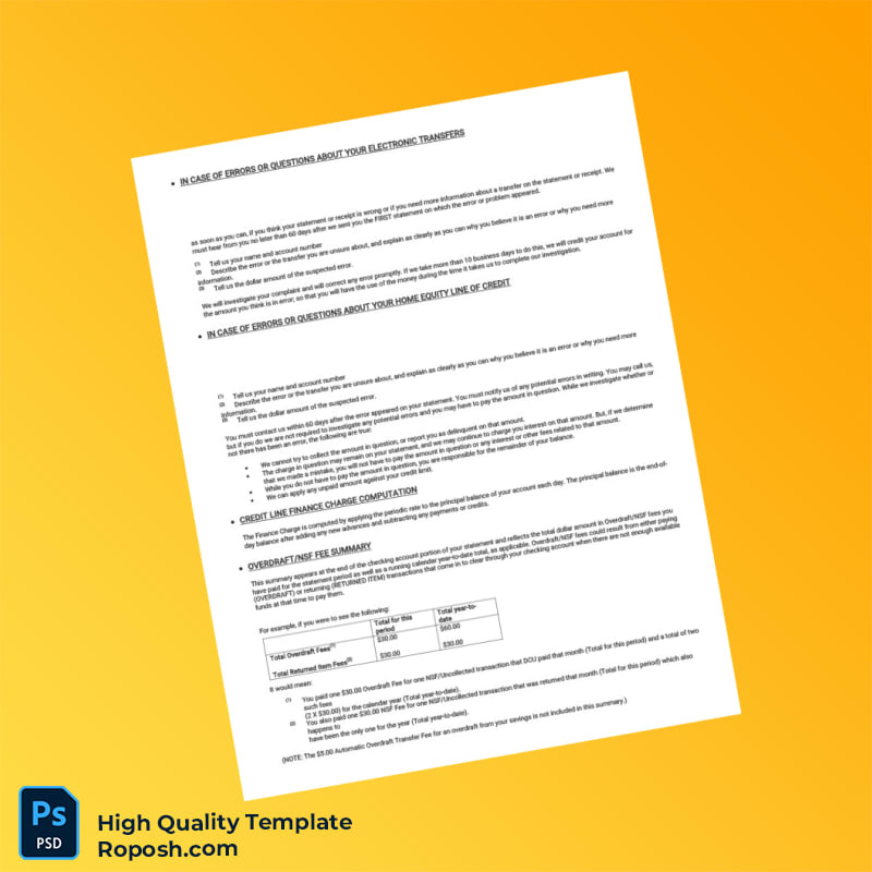 USA DCU Bank Statement Template in Word and PDF formats 3 page USA DCU Bank Statement Template in Word and PDF formats 3 page