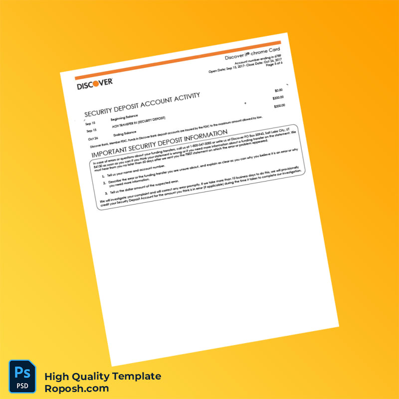 USA Discover Credit Card Statement Template in Word and PDF formats 7 page USA Discover Credit Card Statement Template in Word and PDF formats 7 page