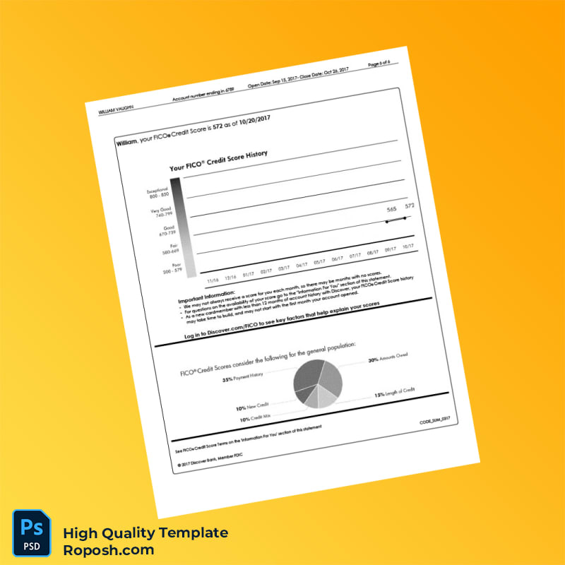 USA Discover Credit Card Statement Template in Word and PDF formats 7 page USA Discover Credit Card Statement Template in Word and PDF formats 7 page