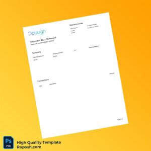 USA Dough Bank Account Statement Template in Word and PDF formats 2 page