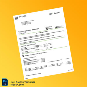 USA ETRADE Bank Statement Template in Word and PDF formats 5 page
