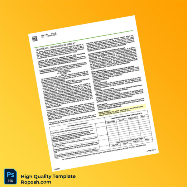 USA ETRADE Bank Statement Template in Word and PDF formats 5 page