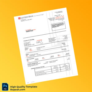 USA East West Bank Statement Template in Word and PDF formats