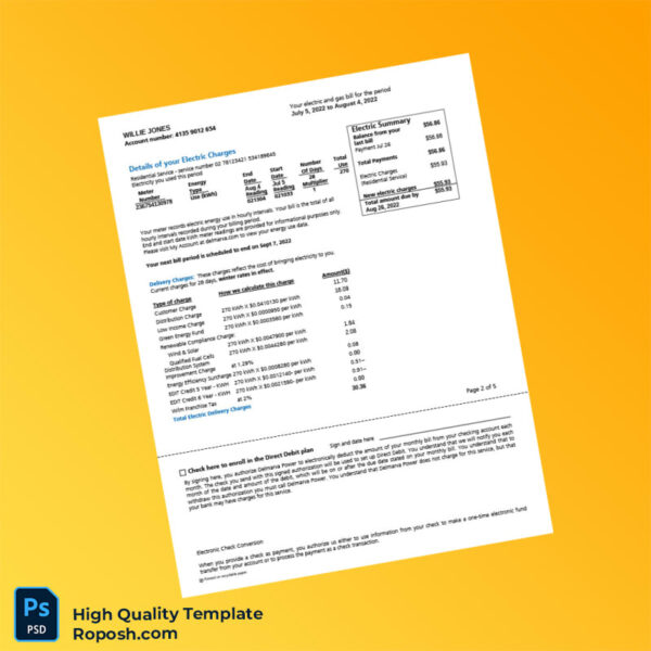 USA Editable Electric and Gas Bill Template in Word and PDF formats 5 page