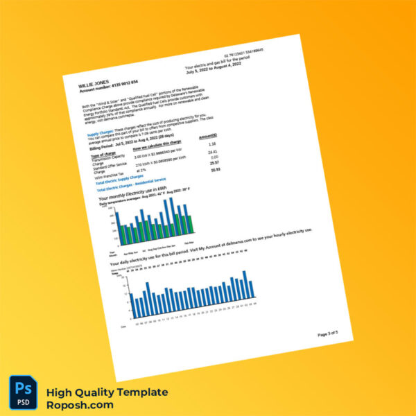 USA Editable Electric and Gas Bill Template in Word and PDF formats 5 page