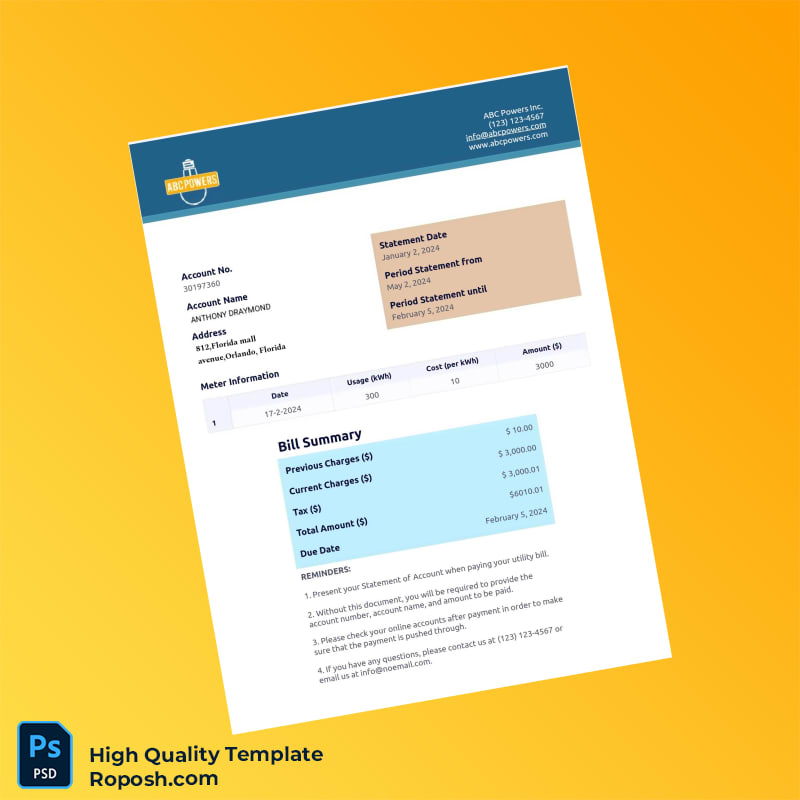 USA Editable Statement Template in Word and PDF formats USA Editable Statement Template in Word and PDF formats