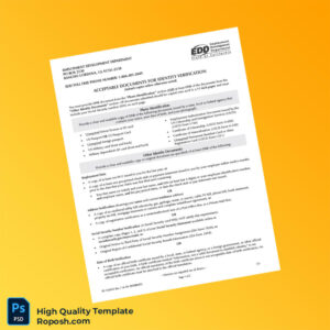 USA Employment Development Department Editable Identity Verification Document Template in Word and PDF formats 2 page