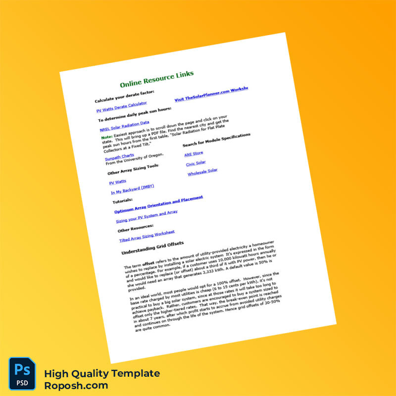 USA Energy Management Service Editable Array Sizing Workbook Template in Word and PDF formats 4 page USA Energy Management Service Editable Array Sizing Workbook Template in Word and PDF formats 4 page