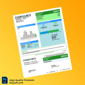 USA Eversource Editable Electricity Bill Template in Word and PDF formats 3 page