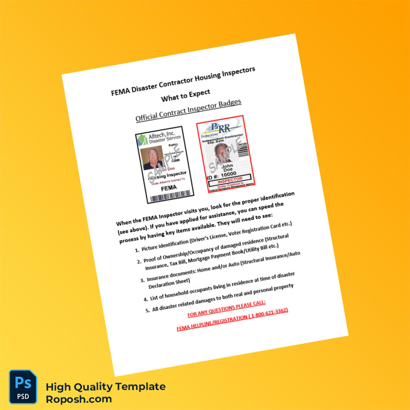 USA FEMA Editable Disaster Contractor Housing Inspectors Guide Template in Word and PDF formats USA FEMA Editable Disaster Contractor Housing Inspectors Guide Template in Word and PDF formats