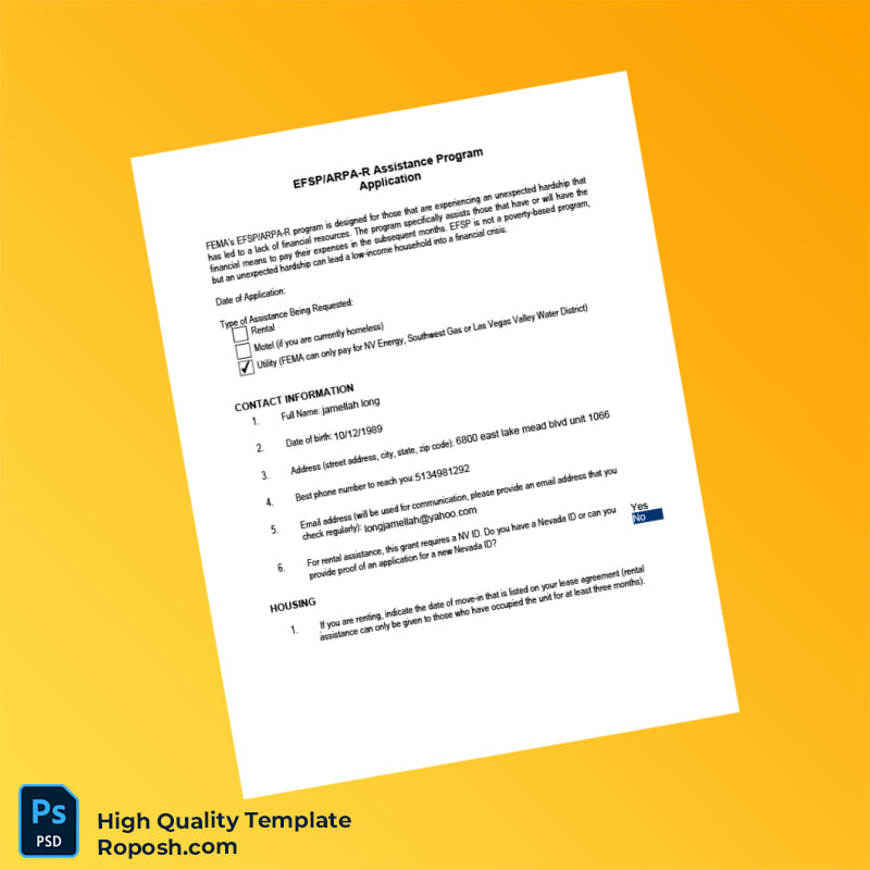 USA FEMA Editable Utility Bill Assistance Application Template in Word and PDF formats 3 page USA FEMA Editable Utility Bill Assistance Application Template in Word and PDF formats 3 page