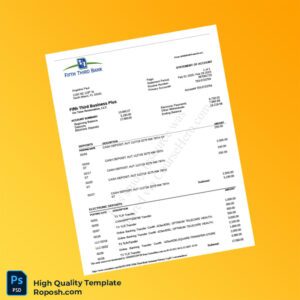 USA Fifth Third Bank Statement Template in Word and PDF formats 2 page