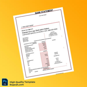 USA First Bank Bank Statement Template in Word and PDF formats 2 page