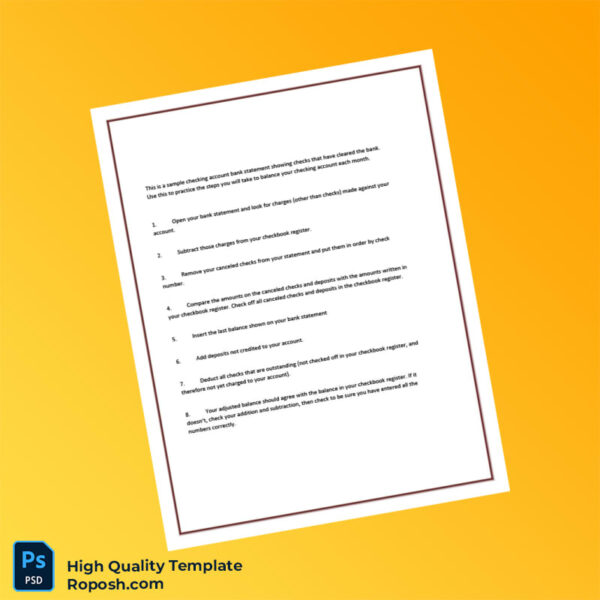 USA First Bank Bank Statement Template in Word and PDF formats 2 page