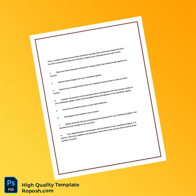 USA First Bank Bank Statement Template in Word and PDF formats 2 page USA First Bank Bank Statement Template in Word and PDF formats 2 page