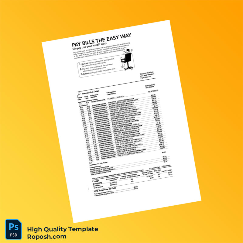 USA First Bank Credit Card Statement Template in Word and PDF formats 3 page USA First Bank Credit Card Statement Template in Word and PDF formats 3 page