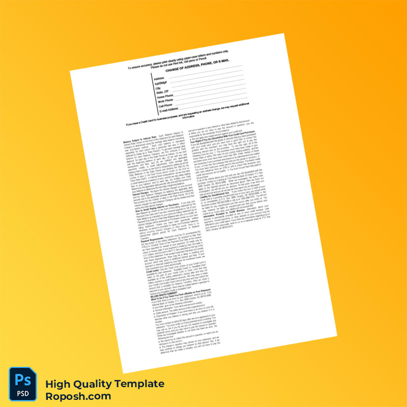 USA First Bank Credit Card Statement Template in Word and PDF formats 3 page USA First Bank Credit Card Statement Template in Word and PDF formats 3 page