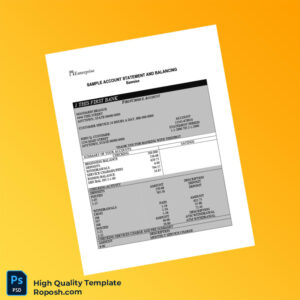 USA First Bank Statement Template in Word and PDF formats 2 page