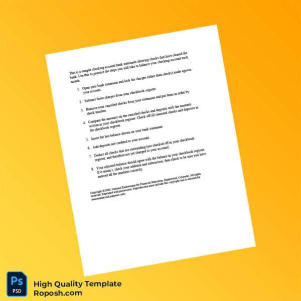 USA First Bank Statement Template in Word and PDF formats 2 page