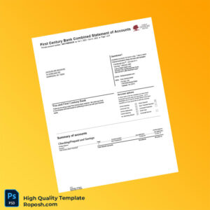 USA First Century Bank Combined Statement of Accounts Template in Word and PDF formats 4 page