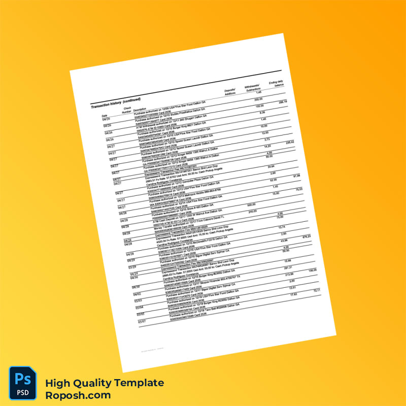 USA First Citizen Bank Statement Template in Word and PDF formats 3 page USA First Citizen Bank Statement Template in Word and PDF formats 3 page