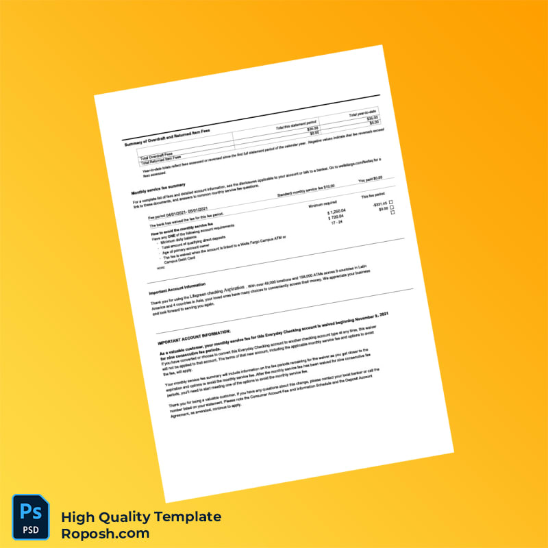 USA First Citizen Bank Statement Template in Word and PDF formats 3 page USA First Citizen Bank Statement Template in Word and PDF formats 3 page