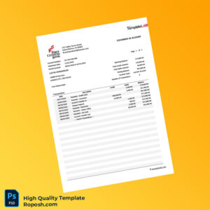 USA First Citizens Bank Bank Statement Template in Word and PDF formats 2 page