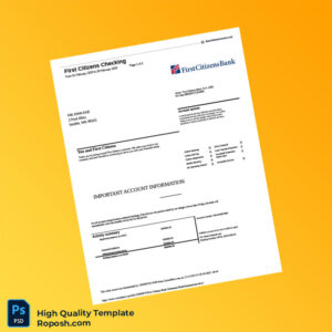 USA First Citizens Bank Statement Template in Word and PDF formats 3 page USA First Citizens Bank Statement Template in Word and PDF formats 3 page