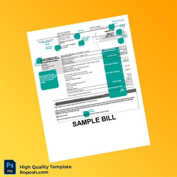 USA GDF SUEZ Energy Resources Editable Utility Bill Template in Word and PDF formats 4 page