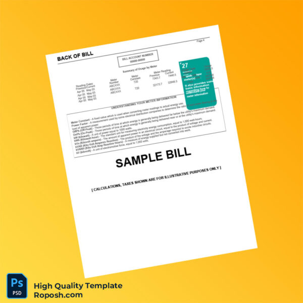 USA GDF SUEZ Energy Resources Editable Utility Bill Template in Word and PDF formats 4 page
