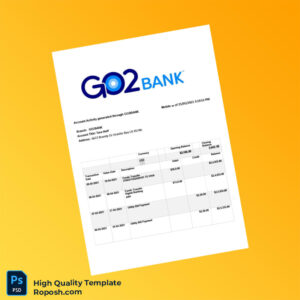 USA GO2BANK Editable Bank Statement Template in Word and PDF formats 2 page USA GO2BANK Editable Bank Statement Template in Word and PDF formats 2 page