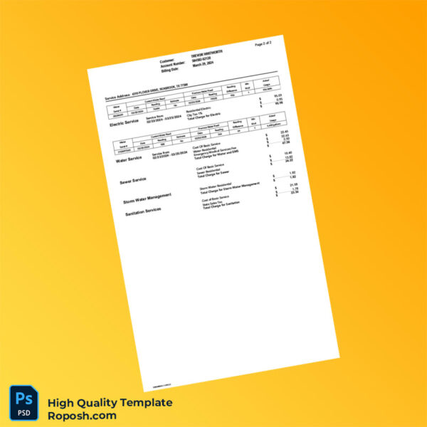 USA Garland Editable Electricity Bill Template in Word and PDF formats 2 page
