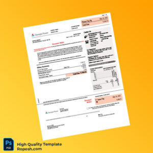 USA Georgia Power Editable Electricity Bill Template in Word and PDF formats 3 page